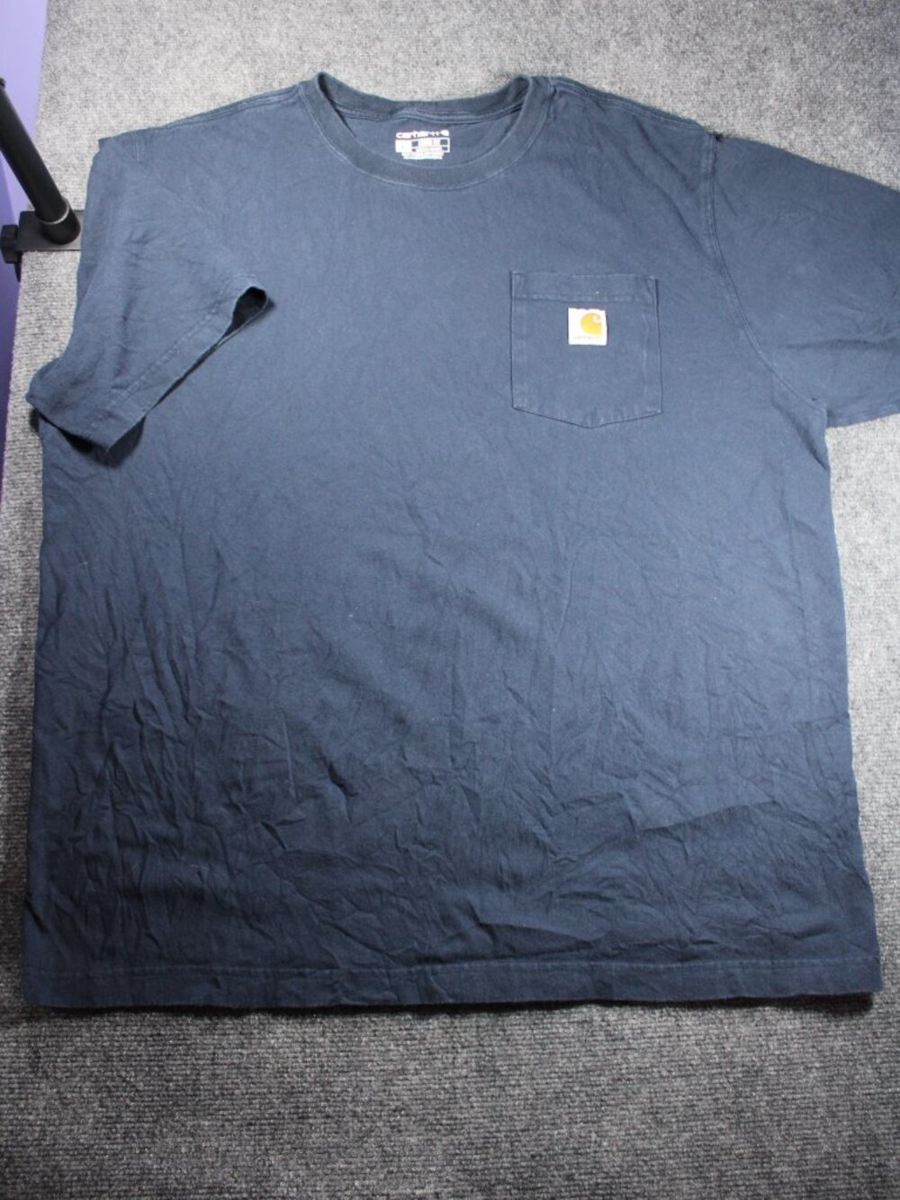 Carhartt Men's Short Sleeve T-Shirt Loose Fit Navy Blue Size XL Pocket-T